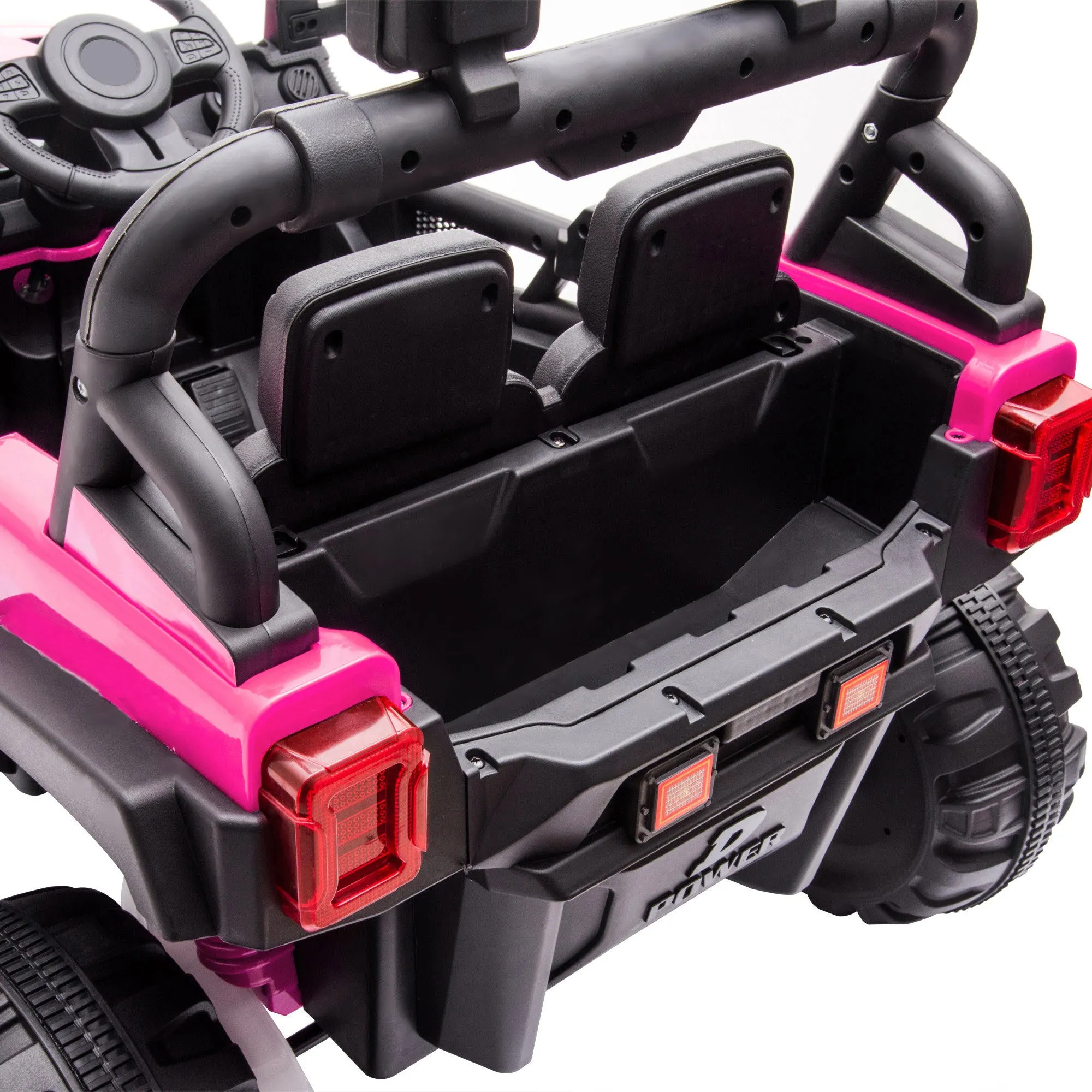 12V Electric Motorized Off-Road Vehicle, 2.4G Remote Control Kids Ride On Car, Head/Rear Lights, Music, Rear Spring Suspension,Rose red