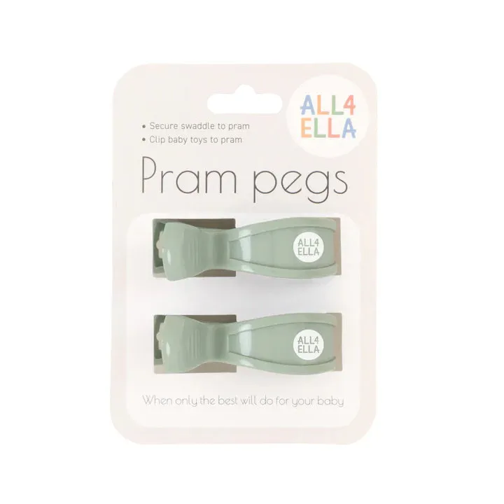 All4Ella Pram Pegs 2 Pack - Sage