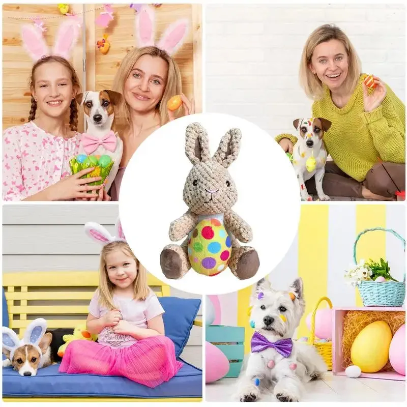 Anniepaw Plush Easter Rabbit Squeaky Chew Toy for Puppies Interactive Wear-Resistant