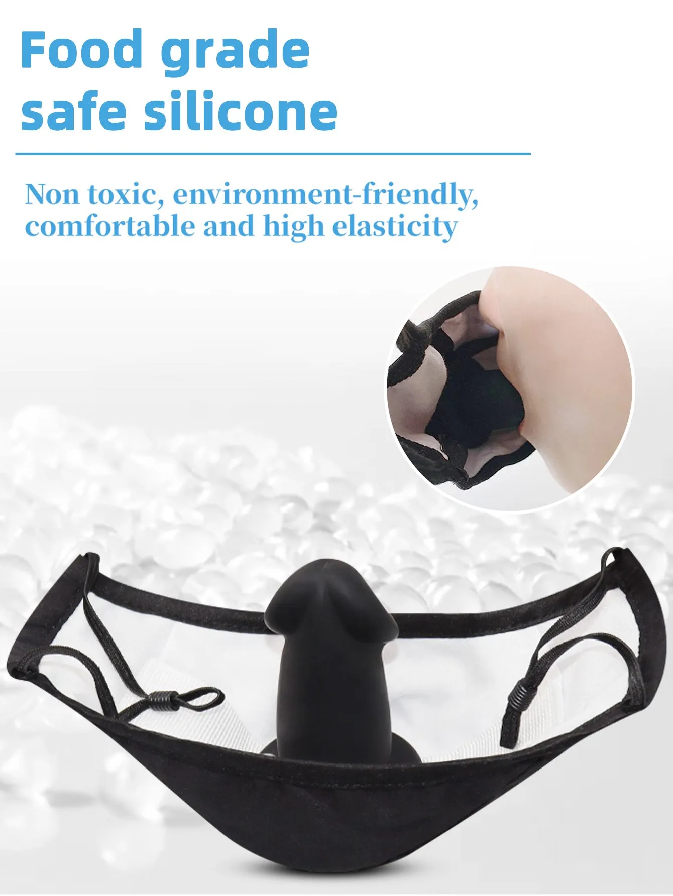 Ball Gag Mask - Realistic Small Black Dildo Gag BDSM Oral Sex Toys for Women Men