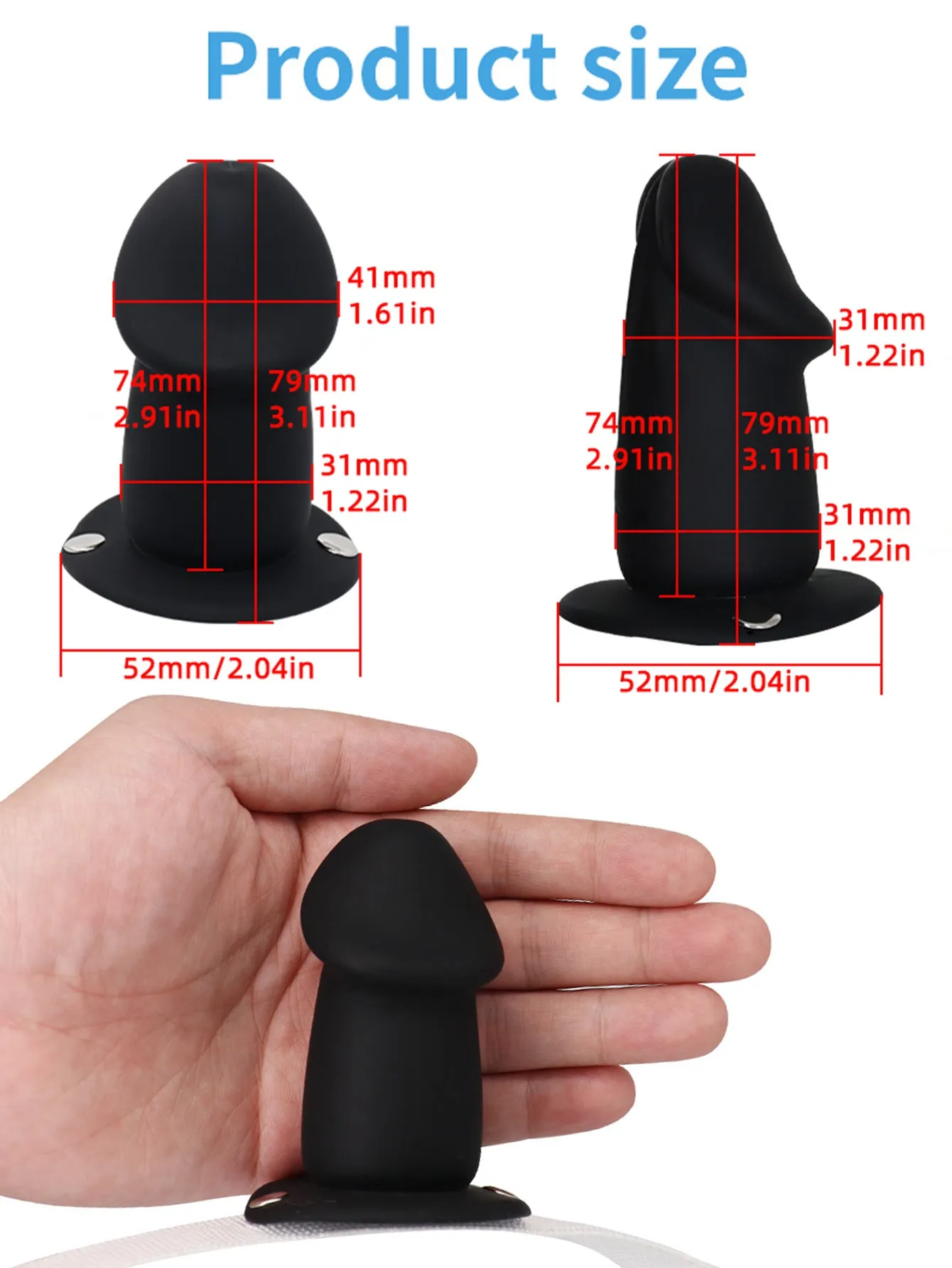 Ball Gag Mask - Realistic Small Black Dildo Gag BDSM Oral Sex Toys for Women Men