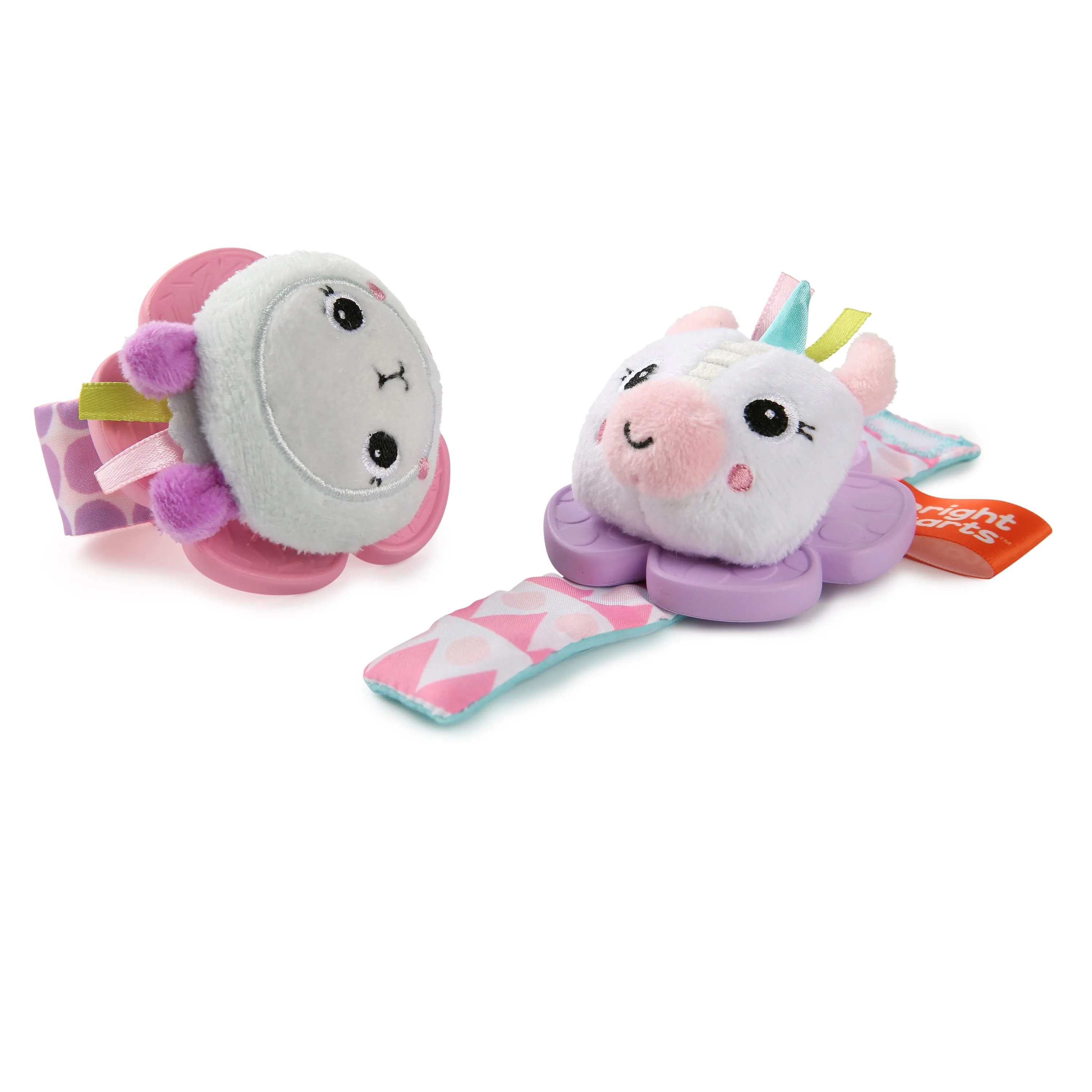 Bright Starts Rattle & Teethe Wrist Pals Toy, Unicorn & Llama