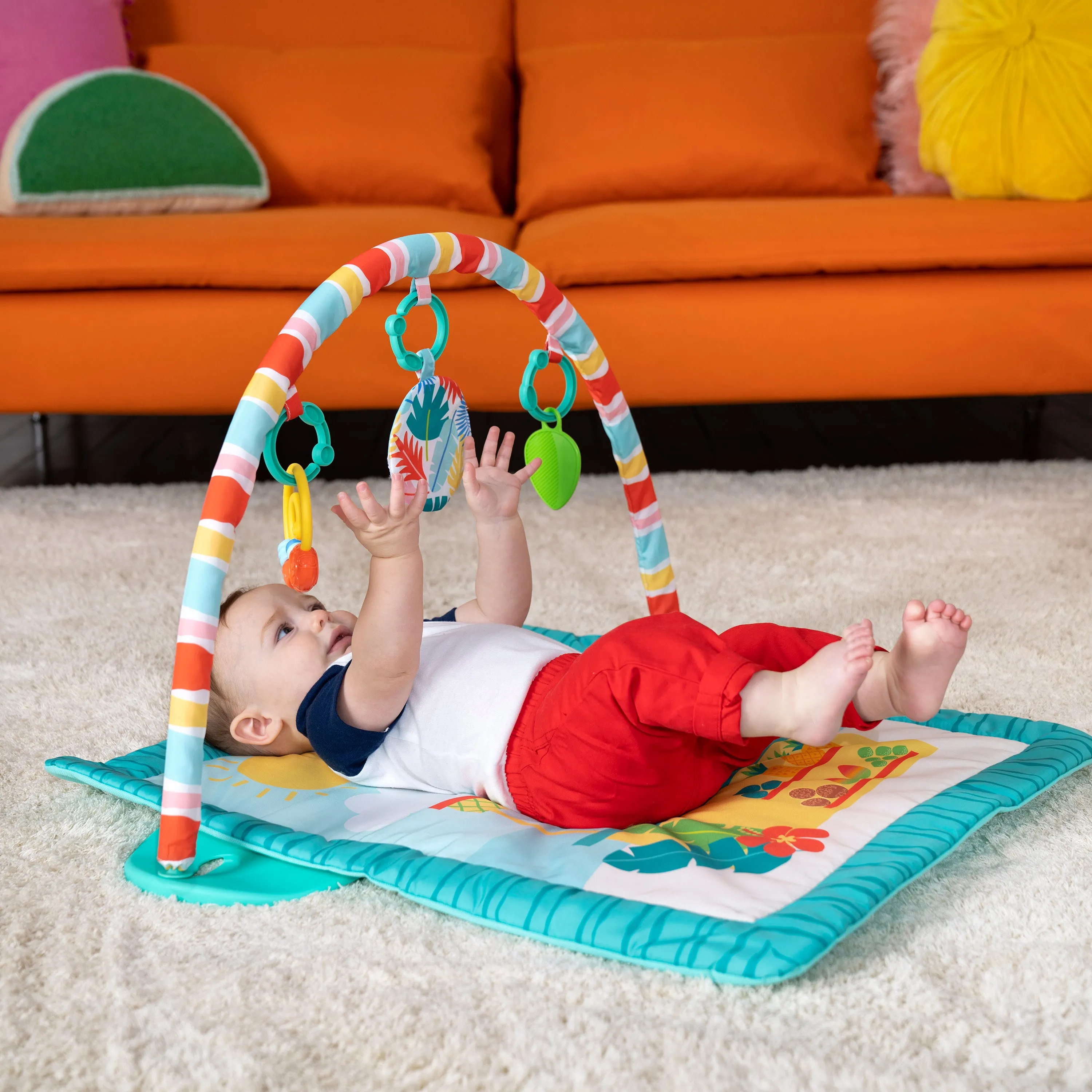 Bright Starts Tiki Toy Bar Baby Activity Gym & Tummy Time Mat, Newborn to 3 Years