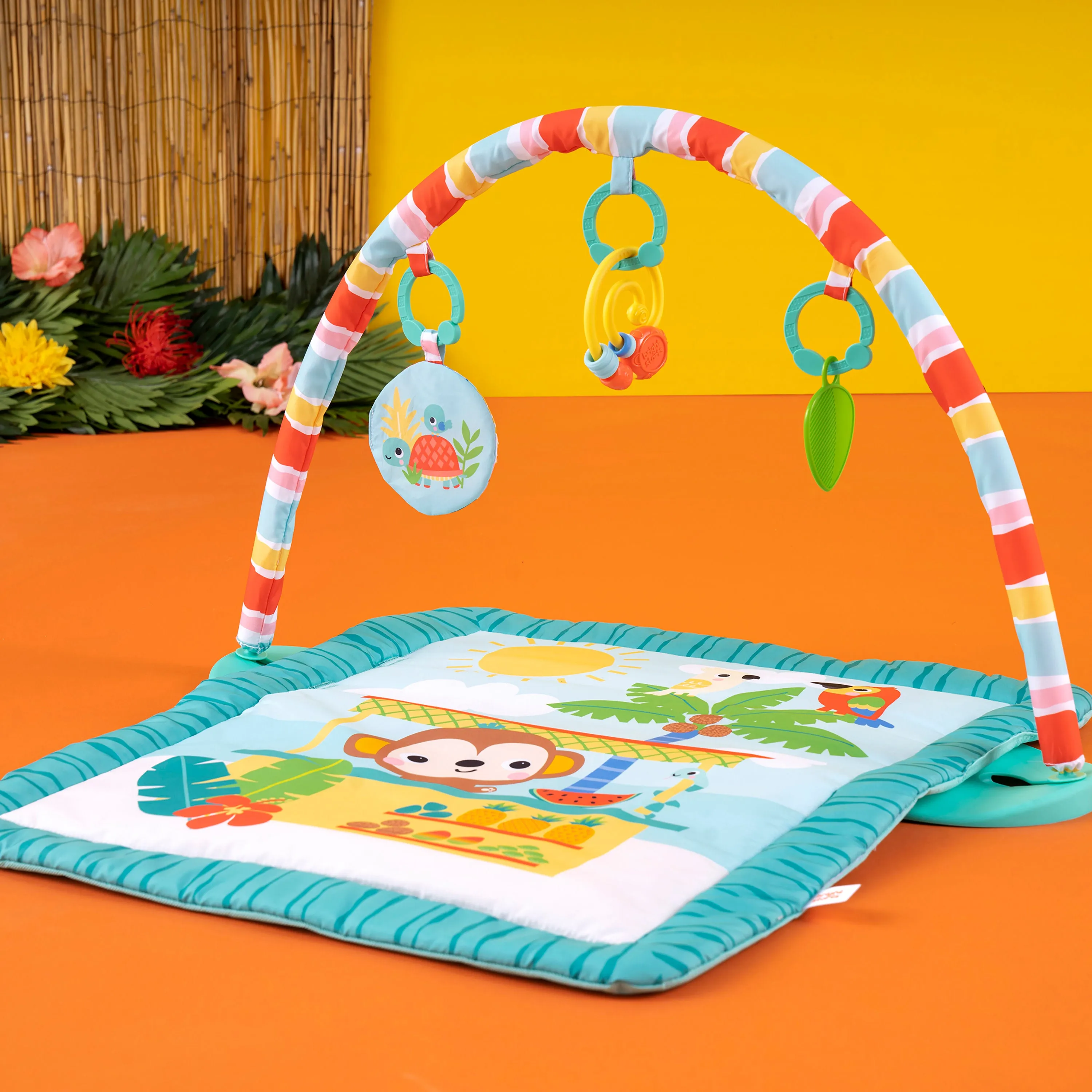 Bright Starts Tiki Toy Bar Baby Activity Gym & Tummy Time Mat, Newborn to 3 Years