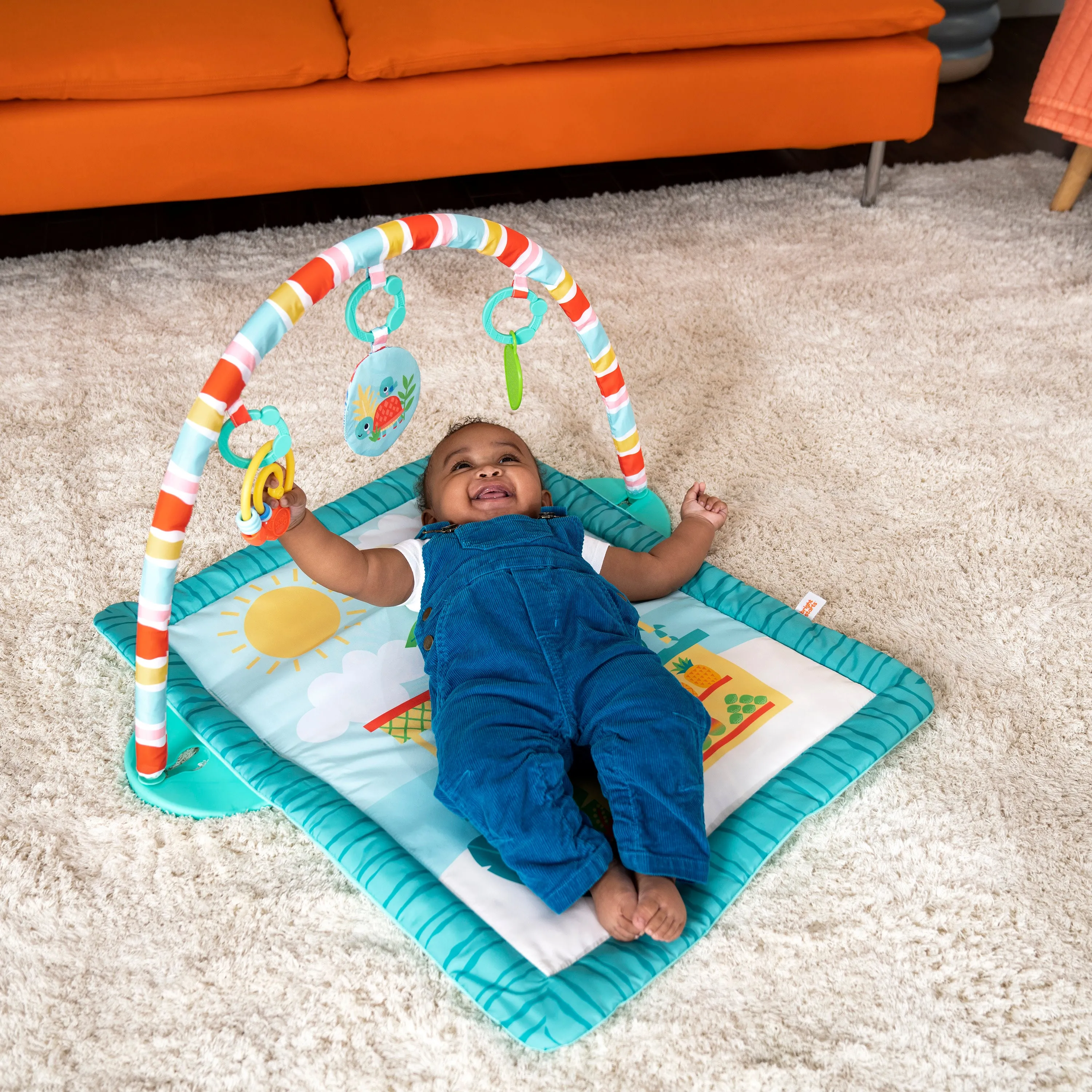 Bright Starts Tiki Toy Bar Baby Activity Gym & Tummy Time Mat, Newborn to 3 Years