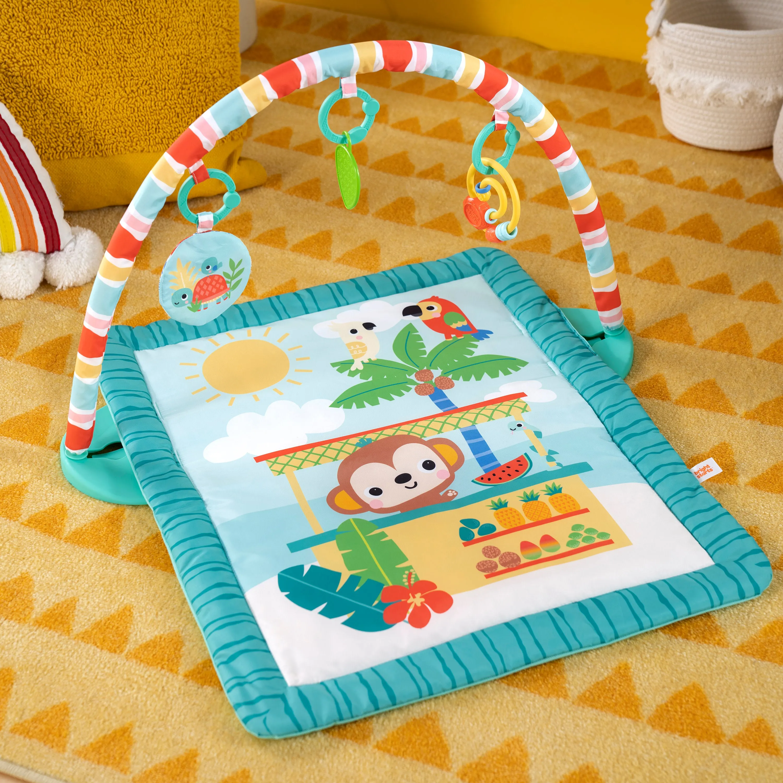 Bright Starts Tiki Toy Bar Baby Activity Gym & Tummy Time Mat, Newborn to 3 Years