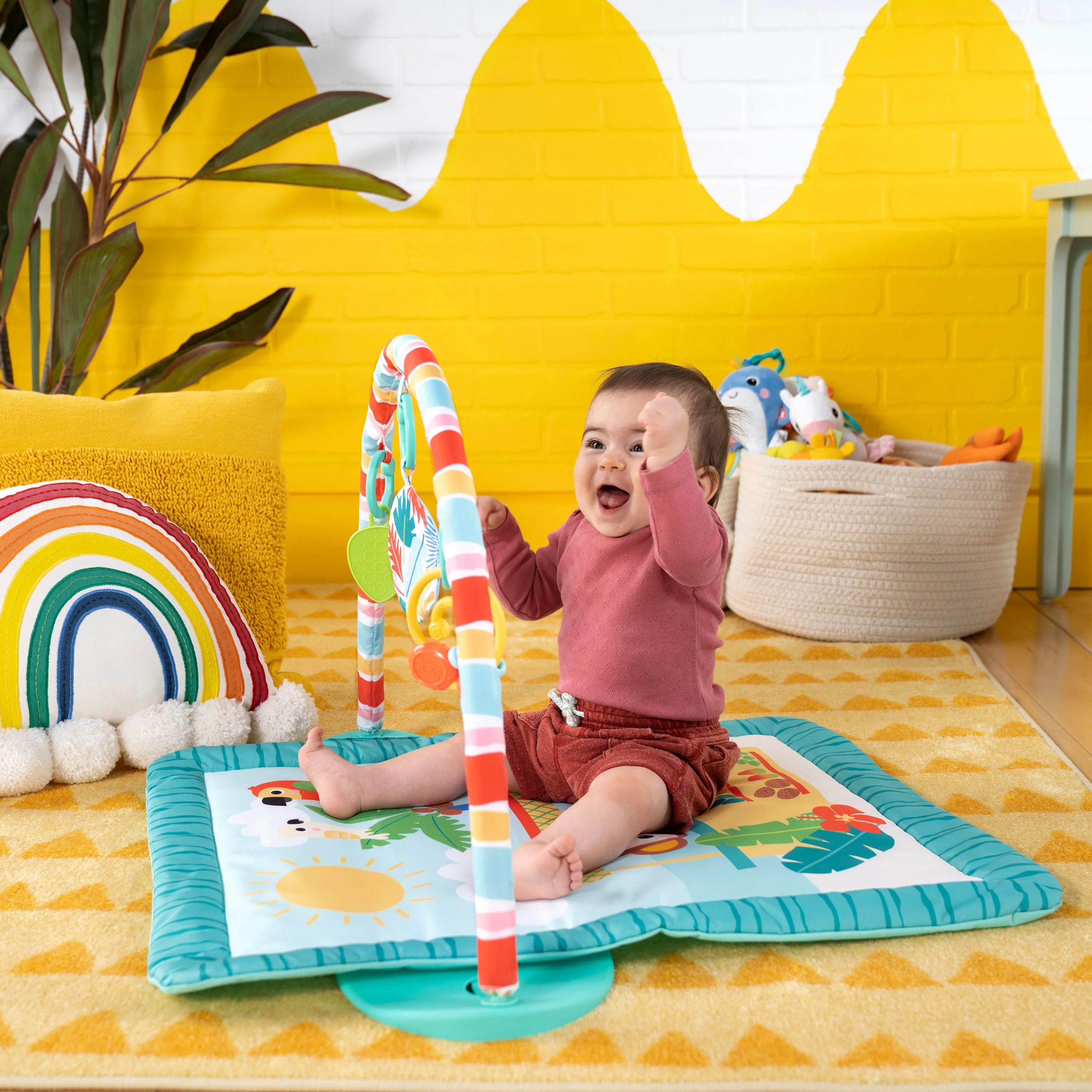 Bright Starts Tiki Toy Bar Baby Activity Gym & Tummy Time Mat, Newborn to 3 Years