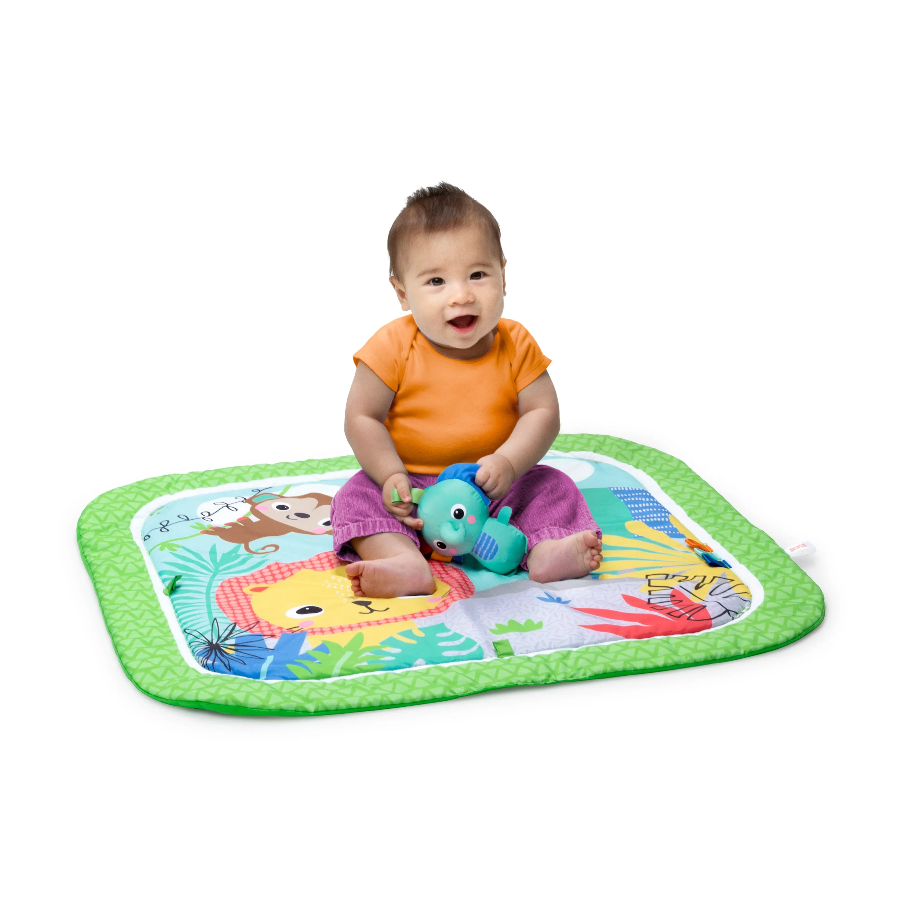 Bright Starts Wild Wiggles Baby Activity Gym & Machine-Washable Play Mat, Green