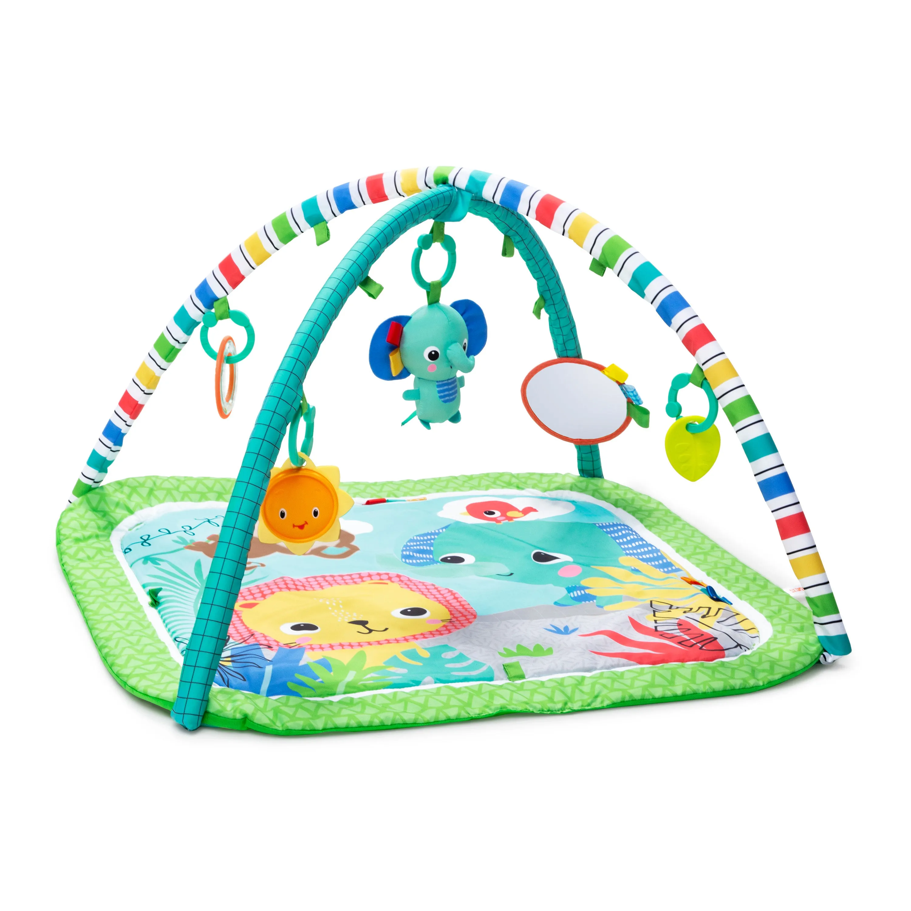 Bright Starts Wild Wiggles Baby Activity Gym & Machine-Washable Play Mat, Green