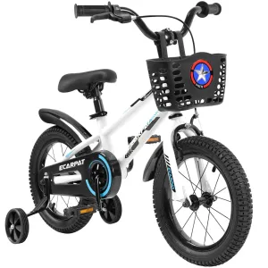 C14111A Kids Bike 14 inch for Boys & Girls with Training Wheels, Freestyle Kids' Bicycle with Bell,Basket and fender.