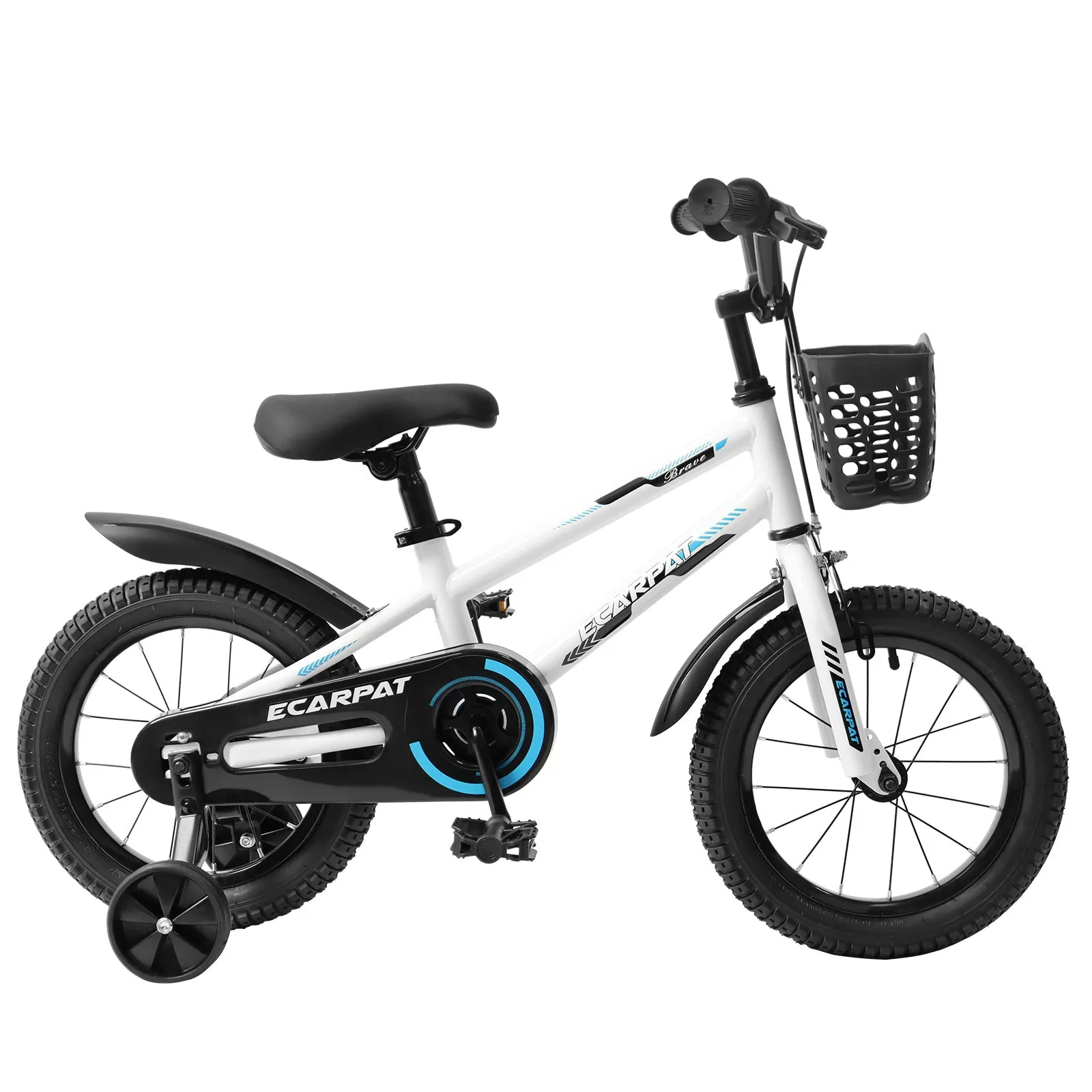 C14111A Kids Bike 14 inch for Boys & Girls with Training Wheels, Freestyle Kids' Bicycle with Bell,Basket and fender.