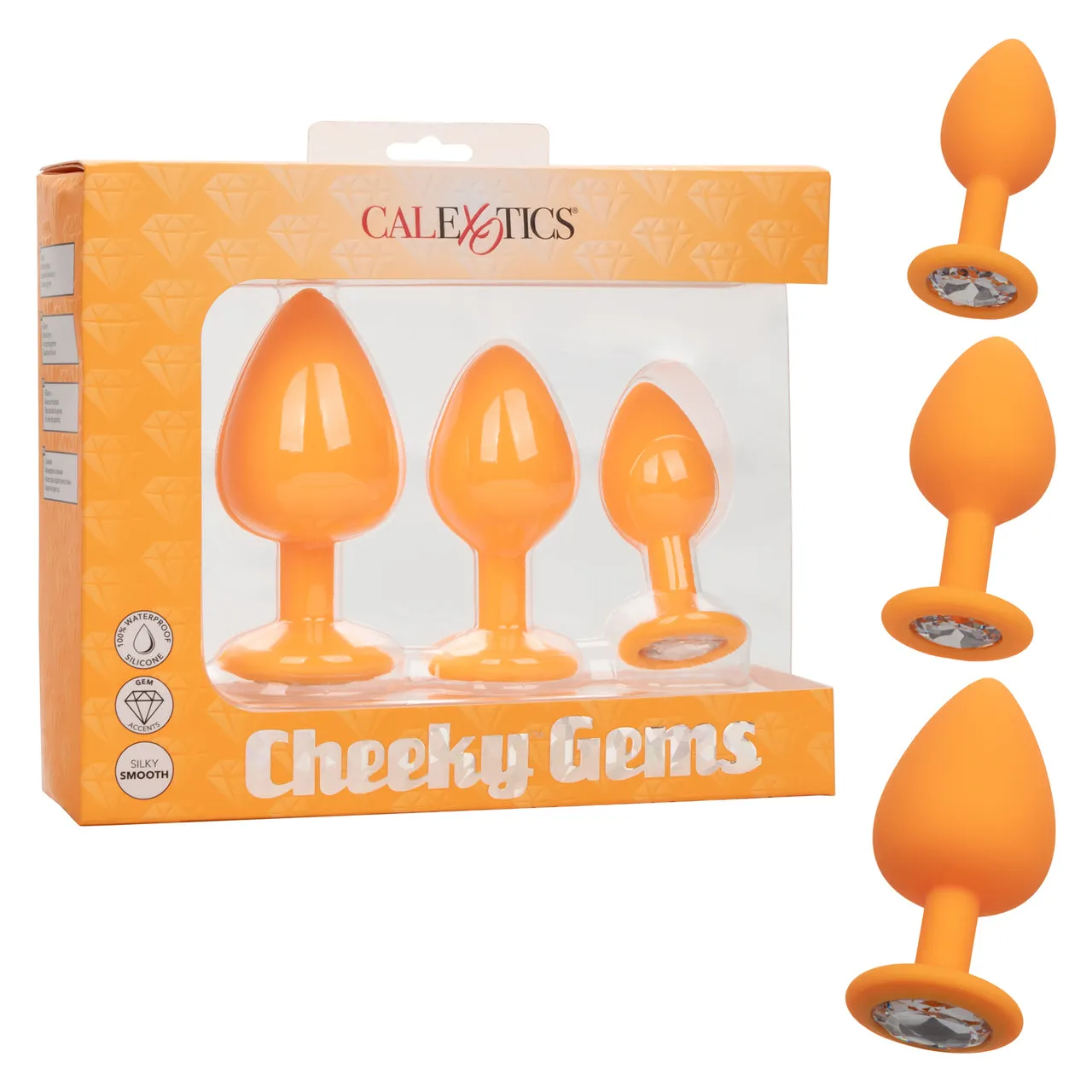 Cheeky Gems 3 pc Plug Set - Orange