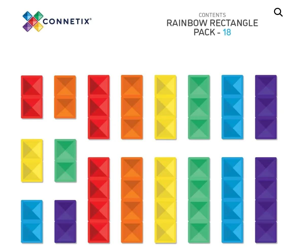 Connetix Rainbow Rectangle Pack 18 pc