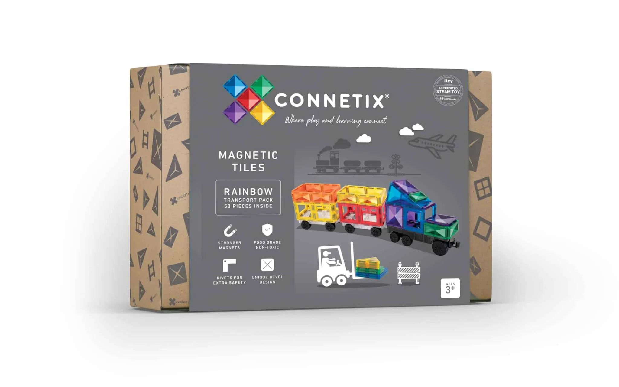 Connetix Tiles Magnetic Rainbow Transport Pack 50 pc