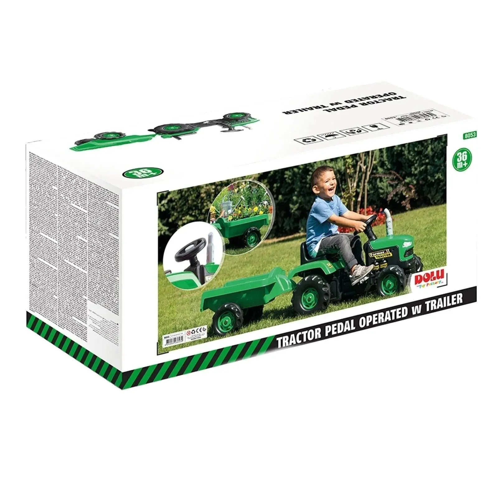 Dolu Ride On Pedal Tractor and Trailer - Green