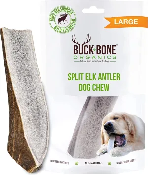 Elk Antlers For Dogs, Premium Grade A - Naturally Sourced From Shed Antler, Large Split Antlers 6-8" In Length, Made in the USA