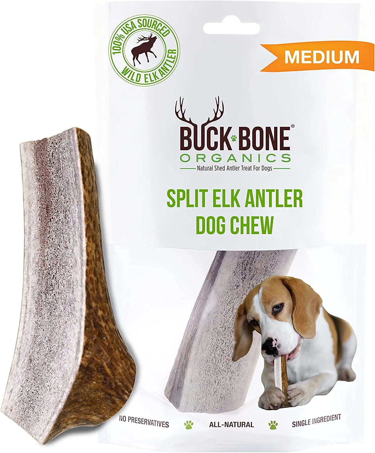 Elk Antlers For Dogs, Premium Grade A - Naturally Sourced From Shed Antler, Large Split Antlers 6-8" In Length, Made in the USA