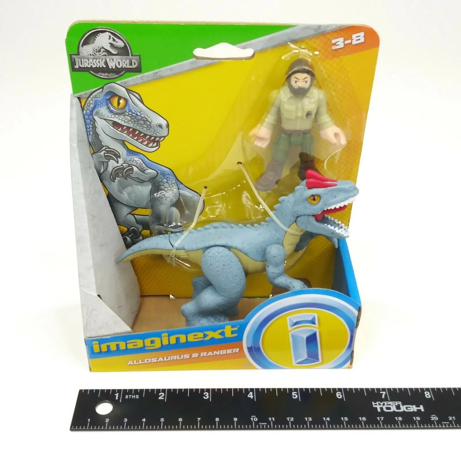 Fisher-Price Imaginext Jurassic World Allosaurus Dinosaur & Ranger Figure 2-Pack