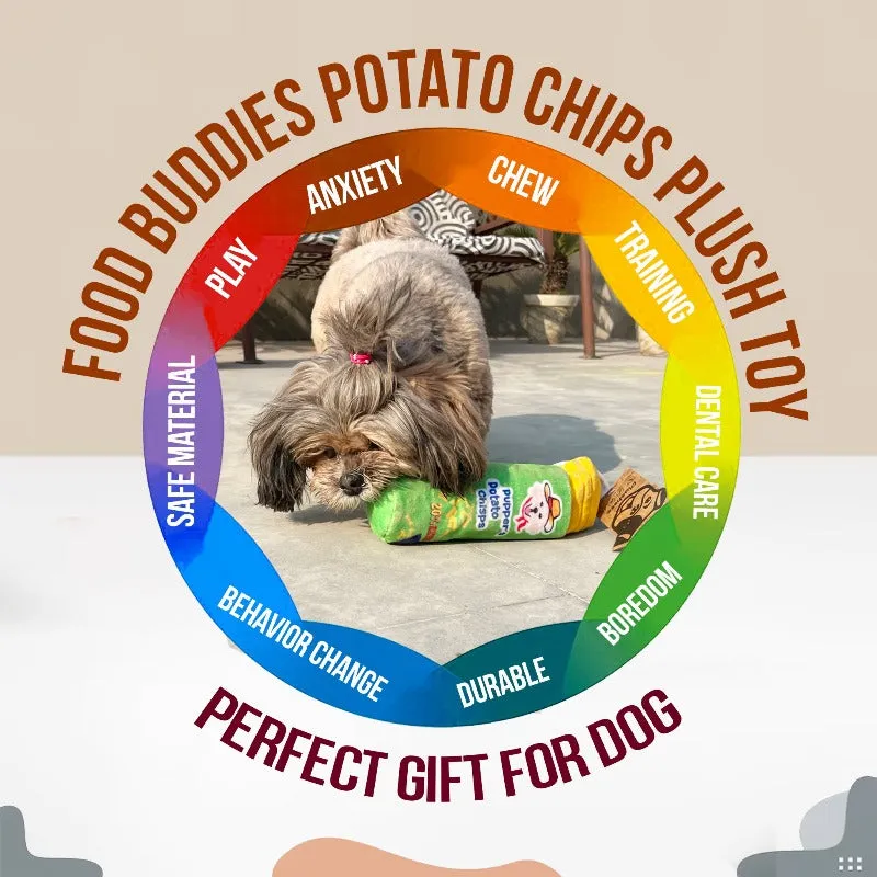 Goofy Tails Food Buddies Potato Chips Plush Toy for Dogs | Crinkle Dog Toy for Puppies | Squeaky Toys for Dogs and Puppies