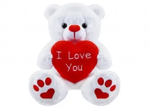 I Love You Bear With Love Heart Soft Toy White 10In