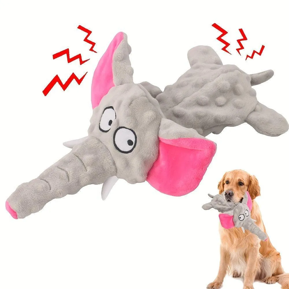 Interactive Elephant Plush Toy for Dogs - Durable Chew & Squeaker