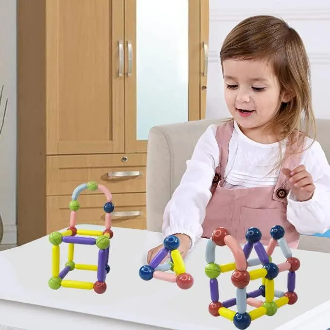 Magbox - Magnetic Toys | Set of 50 pcs | Magnetic Sticks & Balls Toy Set I Building Blocks I Children Educational Toy I Imagination and Creativity (1 Years  )