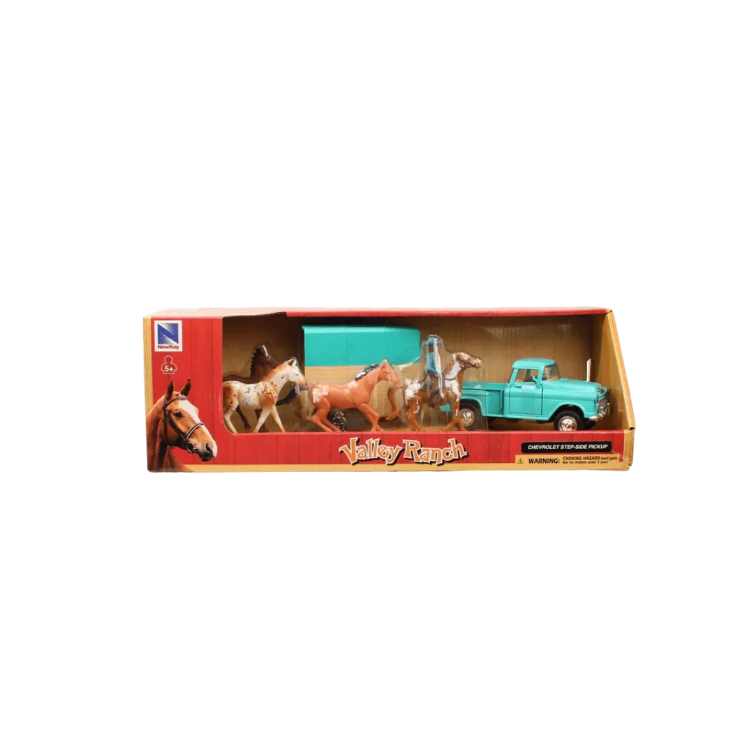 M&f Kid's Chevy Pickup And Horse Trailer Western Toy