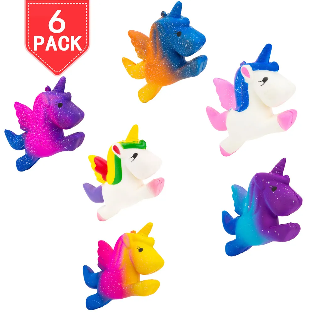 PROLOSO 6 Pack Squishy Fidget Toys Slow Rising Scented Unicorn Squeeze Stress Reliever