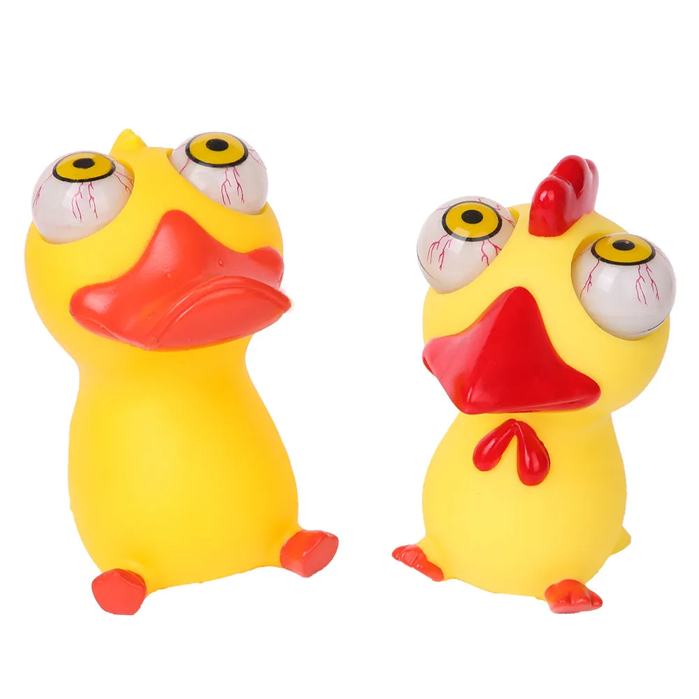 PROLOSO Eye Popping Duck Chicken Poppin Peepers Fidget Squishy Toys for Stress Relief Anxiety Reduction 2 Pcs