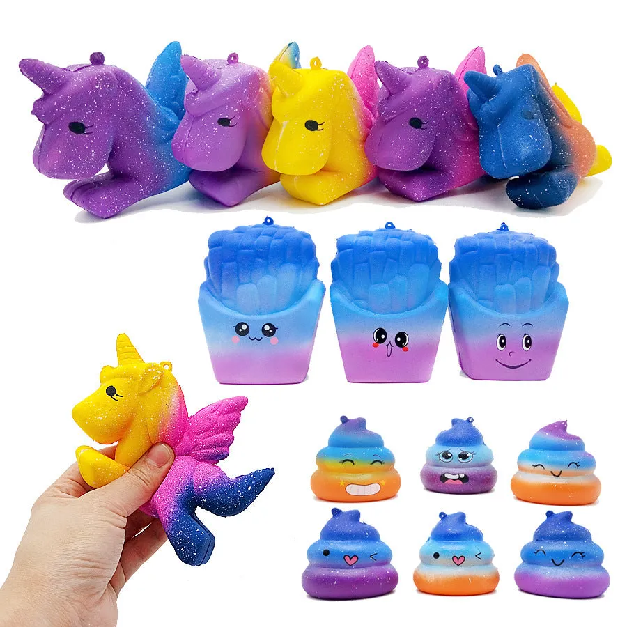 Slow Rebound Decompression Poop Starry Sky Poop Colorful Pu Squishy Toys Relieve Stress